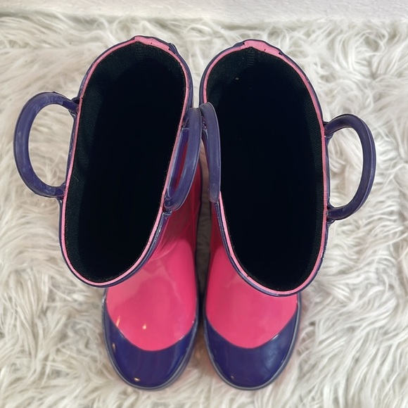 Northside Little Girls' Classic Solid Rainboot Pink / Purple Slip On Size 1 NEW - Picture 4 of 15